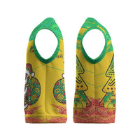 Congo Christmas Knitted V-Neck Vest with African Santa Tribal Tree and Colorful Gift Design - Wonder Print Shop