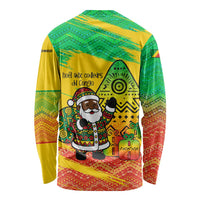 Congo Christmas Long Sleeve Shirt with African Santa Tribal Tree and Colorful Gift Design - Wonder Print Shop