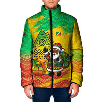 Congo Christmas Padded Jacket with African Santa Tribal Tree and Colorful Gift Design - Wonder Print Shop