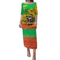 Congo Christmas Puletasi with African Santa Tribal Tree and Colorful Gift Design - Wonder Print Shop