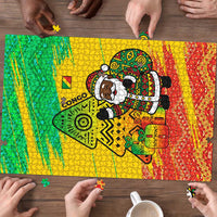 Congo Christmas Puzzle with African Santa Tribal Tree and Colorful Gift Design - Wonder Print Shop