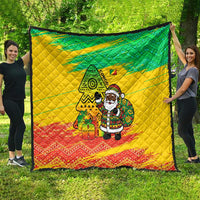 Congo Christmas Quilt with African Santa Tribal Tree and Colorful Gift Design - Wonder Print Shop