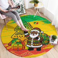 Congo Christmas Round Carpet with African Santa Tribal Tree and Colorful Gift Design - Wonder Print Shop