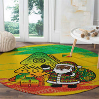 Congo Christmas Round Carpet with African Santa Tribal Tree and Colorful Gift Design - Wonder Print Shop