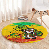 Congo Christmas Round Carpet with African Santa Tribal Tree and Colorful Gift Design - Wonder Print Shop