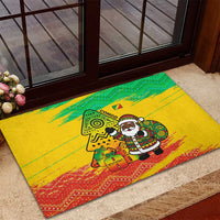 Congo Christmas Rubber Doormat with African Santa Tribal Tree and Colorful Gift Design - Wonder Print Shop