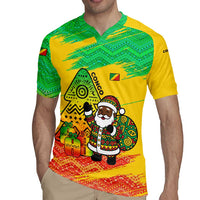 Congo Christmas Rugby Jersey with African Santa Tribal Tree and Colorful Gift Design - Wonder Print Shop