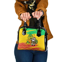 Congo Christmas Shoulder Handbag with African Santa Tribal Tree and Colorful Gift Design - Wonder Print Shop