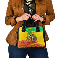 Congo Christmas Shoulder Handbag with African Santa Tribal Tree and Colorful Gift Design - Wonder Print Shop