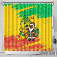 Congo Christmas Shower Curtain with African Santa Tribal Tree and Colorful Gift Design - Wonder Print Shop