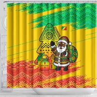 Congo Christmas Shower Curtain with African Santa Tribal Tree and Colorful Gift Design - Wonder Print Shop