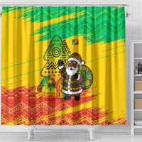 Congo Christmas Shower Curtain with African Santa Tribal Tree and Colorful Gift Design - Wonder Print Shop