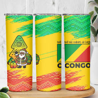 Congo Christmas Skinny Tumbler with African Santa Tribal Tree and Colorful Gift Design - Wonder Print Shop