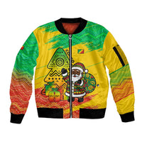 Congo Christmas Sleeve Zip Bomber Jacket with African Santa Tribal Tree and Colorful Gift Design - Wonder Print Shop