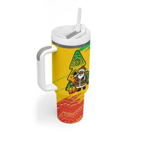 Congo Christmas Tumbler With Handle with African Santa Tribal Tree and Colorful Gift Design - Wonder Print Shop