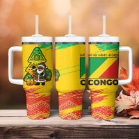 Congo Christmas Tumbler With Handle with African Santa Tribal Tree and Colorful Gift Design - Wonder Print Shop