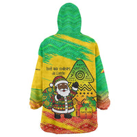 Congo Christmas Wearable Blanket Hoodie with African Santa Tribal Tree and Colorful Gift Design - Wonder Print Shop