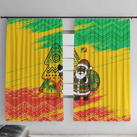 Congo Christmas Window Curtain with African Santa Tribal Tree and Colorful Gift Design - Wonder Print Shop