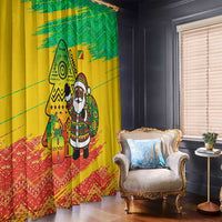 Congo Christmas Window Curtain with African Santa Tribal Tree and Colorful Gift Design - Wonder Print Shop