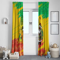 Congo Christmas Window Curtain with African Santa Tribal Tree and Colorful Gift Design - Wonder Print Shop