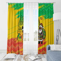 Congo Christmas Window Curtain with African Santa Tribal Tree and Colorful Gift Design - Wonder Print Shop