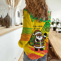 Congo Christmas Women Casual Shirt with African Santa Tribal Tree and Colorful Gift Design - Wonder Print Shop
