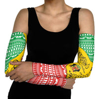 Congo Christmas Arm Sleeves with Tribal Tree Design Coat of Arms and Animal Pattern - Wonder Print Shop
