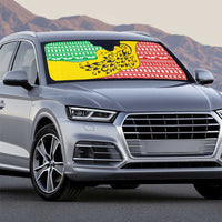 Congo Christmas Auto Sun Shade with Tribal Tree Design Coat of Arms and Animal Pattern - Wonder Print Shop