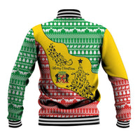 Congo Christmas Baseball Jacket with Tribal Tree Design Coat of Arms and Animal Pattern - Wonder Print Shop