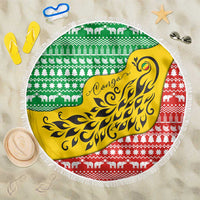 Congo Christmas Beach Blanket with Tribal Tree Design Coat of Arms and Animal Pattern - Wonder Print Shop
