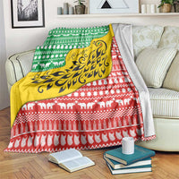 Congo Christmas Blanket with Tribal Tree Design Coat of Arms and Animal Pattern - Wonder Print Shop