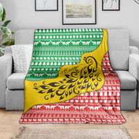 Congo Christmas Blanket with Tribal Tree Design Coat of Arms and Animal Pattern - Wonder Print Shop