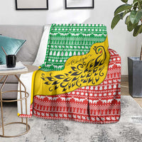Congo Christmas Blanket with Tribal Tree Design Coat of Arms and Animal Pattern - Wonder Print Shop