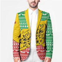 Congo Christmas Blazer with Tribal Tree Design Coat of Arms and Animal Pattern - Wonder Print Shop