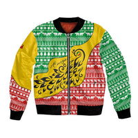 Congo Christmas Bomber Jacket with Tribal Tree Design Coat of Arms and Animal Pattern - Wonder Print Shop
