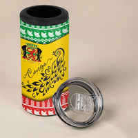 Congo Christmas 4 in 1 Can Cooler Tumbler with Tribal Tree Design Coat of Arms and Animal Pattern - Wonder Print Shop