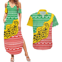 Congo Christmas Couples Matching Summer Maxi Dress and Hawaiian Shirt with Tribal Tree Design Coat of Arms and Animal Pattern - Wonder Print Shop