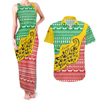Congo Christmas Couples Matching Tank Maxi Dress and Hawaiian Shirt with Tribal Tree Design Coat of Arms and Animal Pattern - Wonder Print Shop