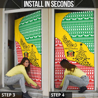 Congo Christmas Door Cover with Tribal Tree Design Coat of Arms and Animal Pattern - Wonder Print Shop