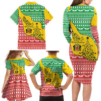 Congo Christmas Family Matching Long Sleeve Bodycon Dress and Hawaiian Shirt with Tribal Tree Design Coat of Arms and Animal Pattern - Wonder Print Shop