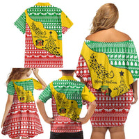 Congo Christmas Family Matching Off Shoulder Short Dress and Hawaiian Shirt with Tribal Tree Design Coat of Arms and Animal Pattern - Wonder Print Shop