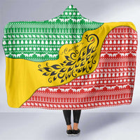 Congo Christmas Hooded Blanket with Tribal Tree Design Coat of Arms and Animal Pattern - Wonder Print Shop