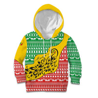 Congo Christmas Kid Hoodie with Tribal Tree Design Coat of Arms and Animal Pattern - Wonder Print Shop