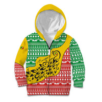 Congo Christmas Kid Hoodie with Tribal Tree Design Coat of Arms and Animal Pattern - Wonder Print Shop