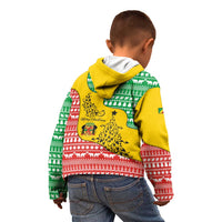 Congo Christmas Kid Hoodie with Tribal Tree Design Coat of Arms and Animal Pattern - Wonder Print Shop