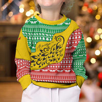 Congo Christmas Kid Ugly Christmas Sweater with Tribal Tree Design Coat of Arms and Animal Pattern - Wonder Print Shop