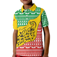 Congo Christmas Kid Polo Shirt with Tribal Tree Design Coat of Arms and Animal Pattern - Wonder Print Shop