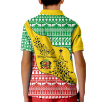 Congo Christmas Kid Polo Shirt with Tribal Tree Design Coat of Arms and Animal Pattern - Wonder Print Shop