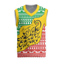 Congo Christmas Knitted V-Neck Vest with Tribal Tree Design Coat of Arms and Animal Pattern - Wonder Print Shop