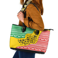 Congo Christmas Leather Tote Bag with Tribal Tree Design Coat of Arms and Animal Pattern - Wonder Print Shop